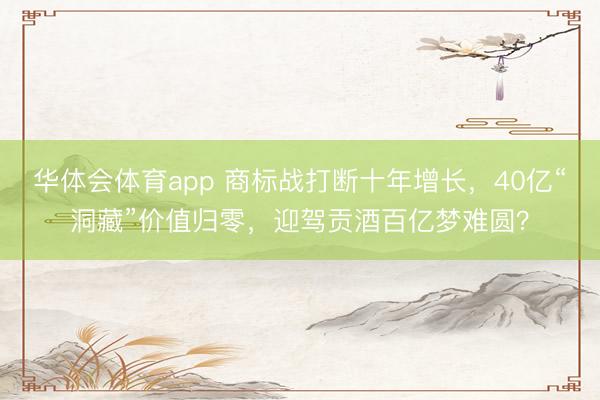 华体会体育app 商标战打断十年增长，40亿“洞藏”价值归零，迎驾贡酒百亿梦难圆？